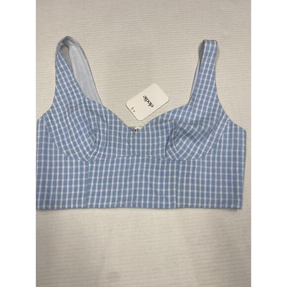 Elodie Gingham Sweetheart Neck Smocked Crop Tank Top Size Medium (b9) - Picture 1 of 3